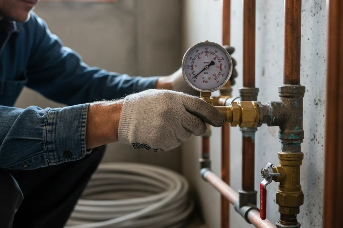 Pressure testing a repaired line during Water Line Repair in Orangeville